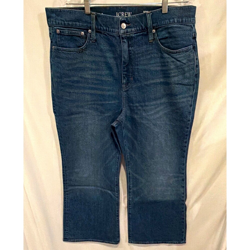 J.Crew Women's High-Rise Semi-Stretch Cropped Kick-Out Jeans Blue Size 34